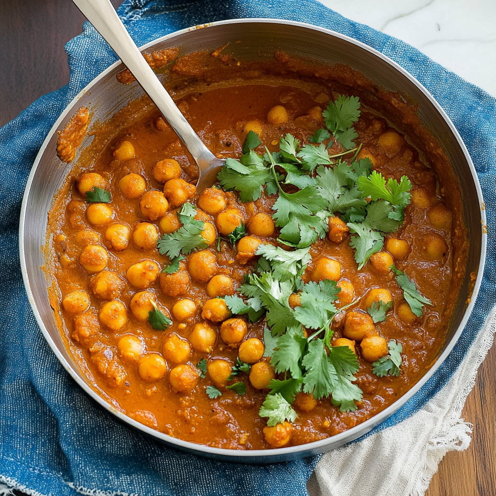 Recipe preparation for chickpea curry