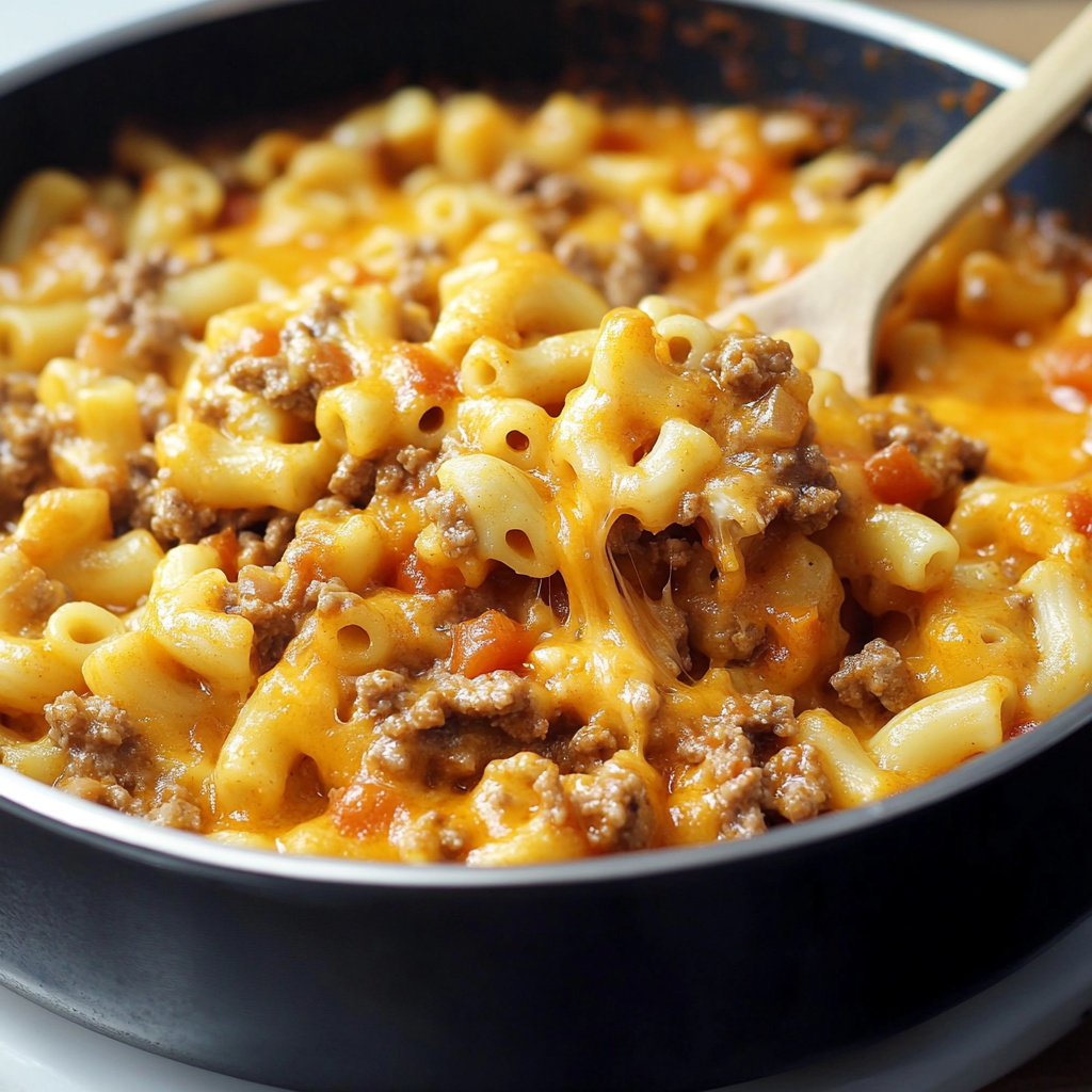 Recipe preparation for Cheeseburger Macaroni