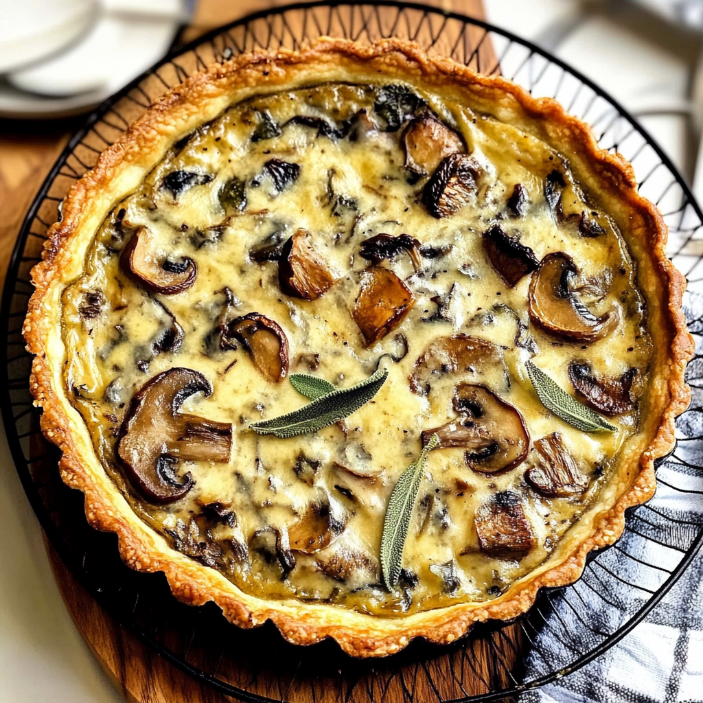Recipe preparation for Pumpkin Sage & Mushroom Tart