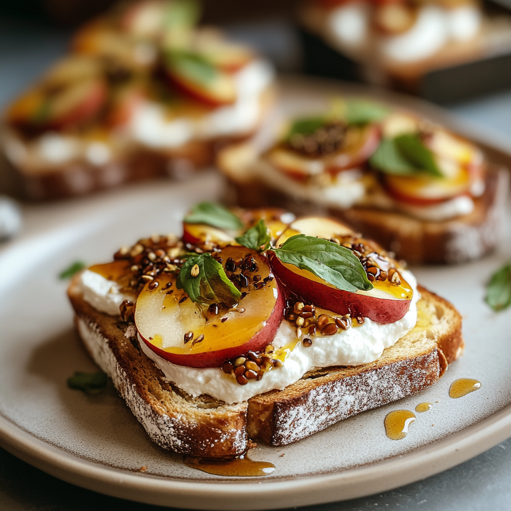 Recipe preparation for Pear & Honey Ricotta Toast
