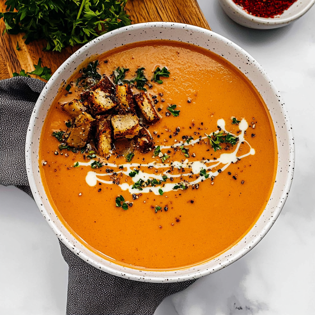 Recipe preparation for roasted red pepper soup