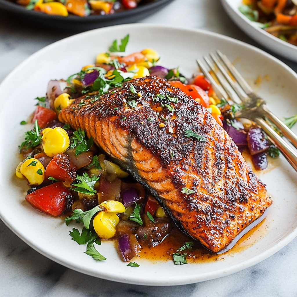 Recipe preparation for blackened salmon