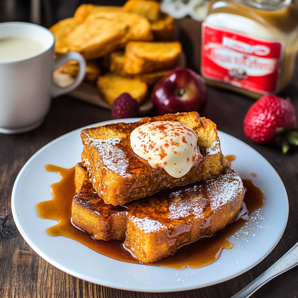 Recipe preparation for pumpkin french toast