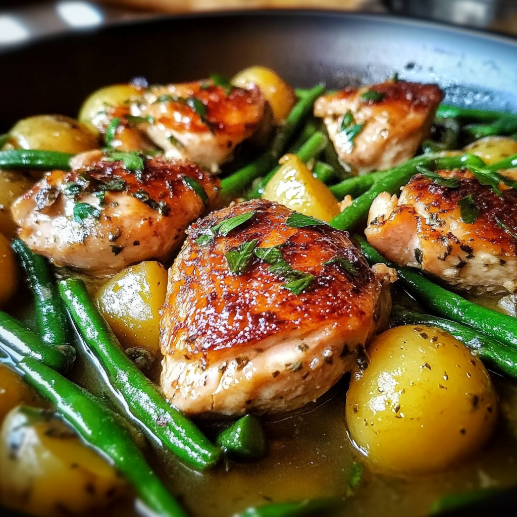 Recipe preparation for chicken potatoes and green beans