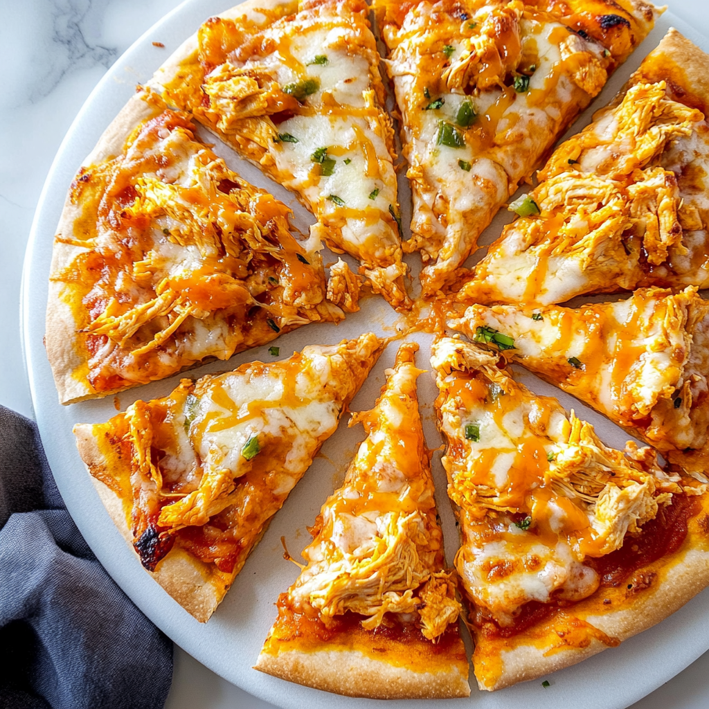 Recipe preparation for buffalo chicken pizza