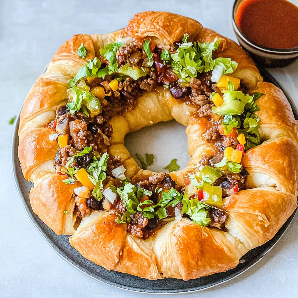 Recipe preparation for taco ring with crescent rolls