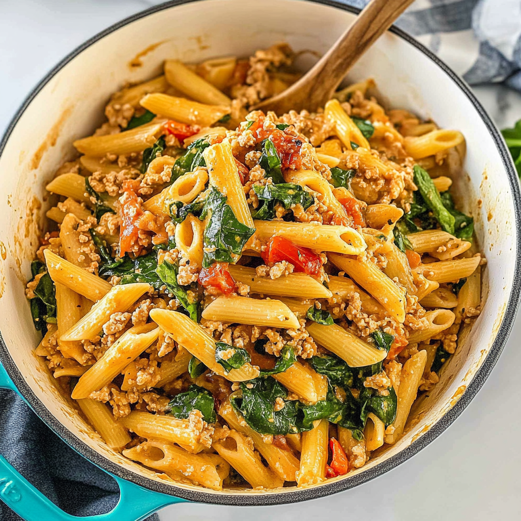 Recipe preparation for ground turkey pasta