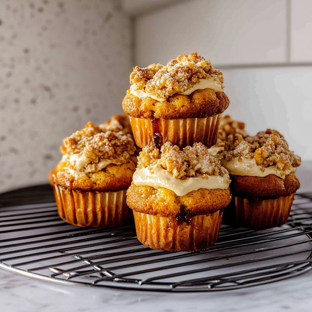 Recipe preparation for pumpkin cheesecake muffins