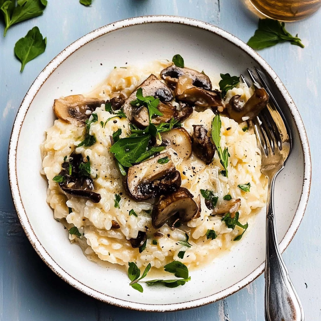 Recipe preparation for mushroom risotto