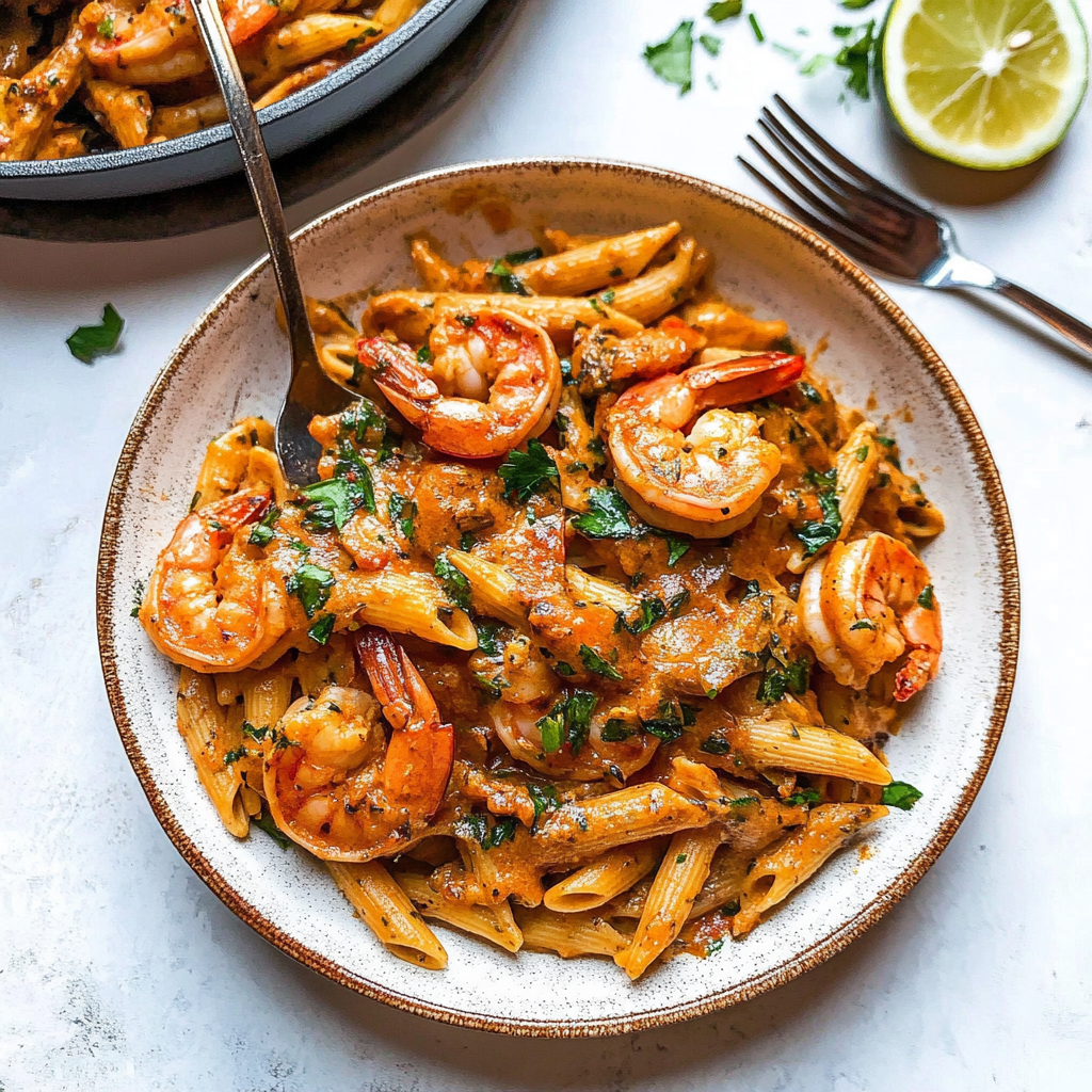 Recipe preparation for cajun shrimp pasta