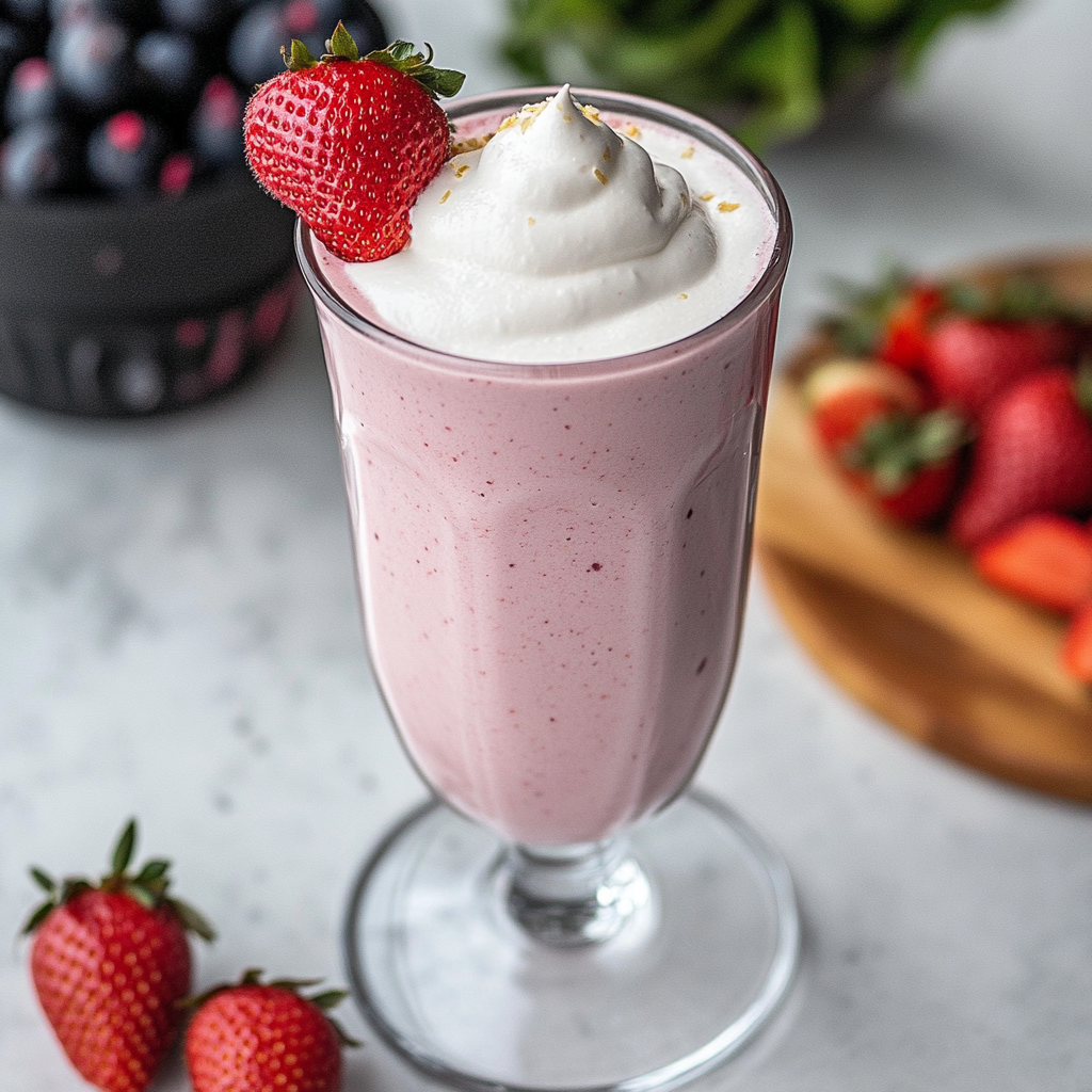 Recipe preparation for strawberry milkshake