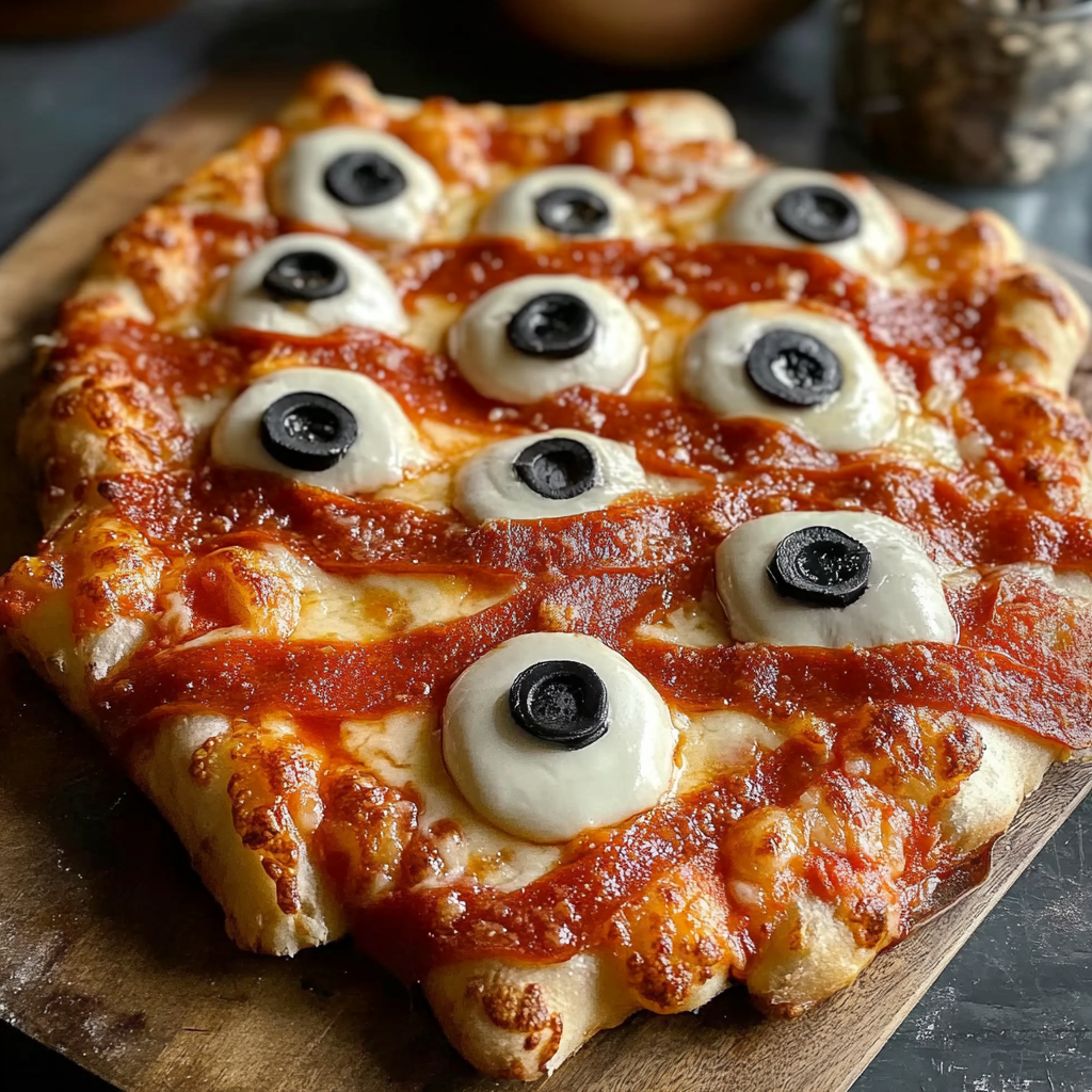 Recipe preparation for halloween pizza