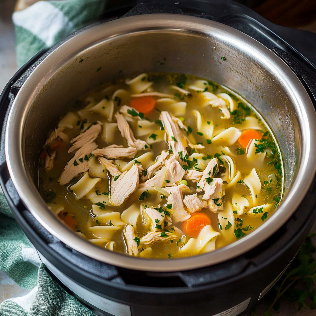 Recipe preparation for chicken noodle soup instant pot