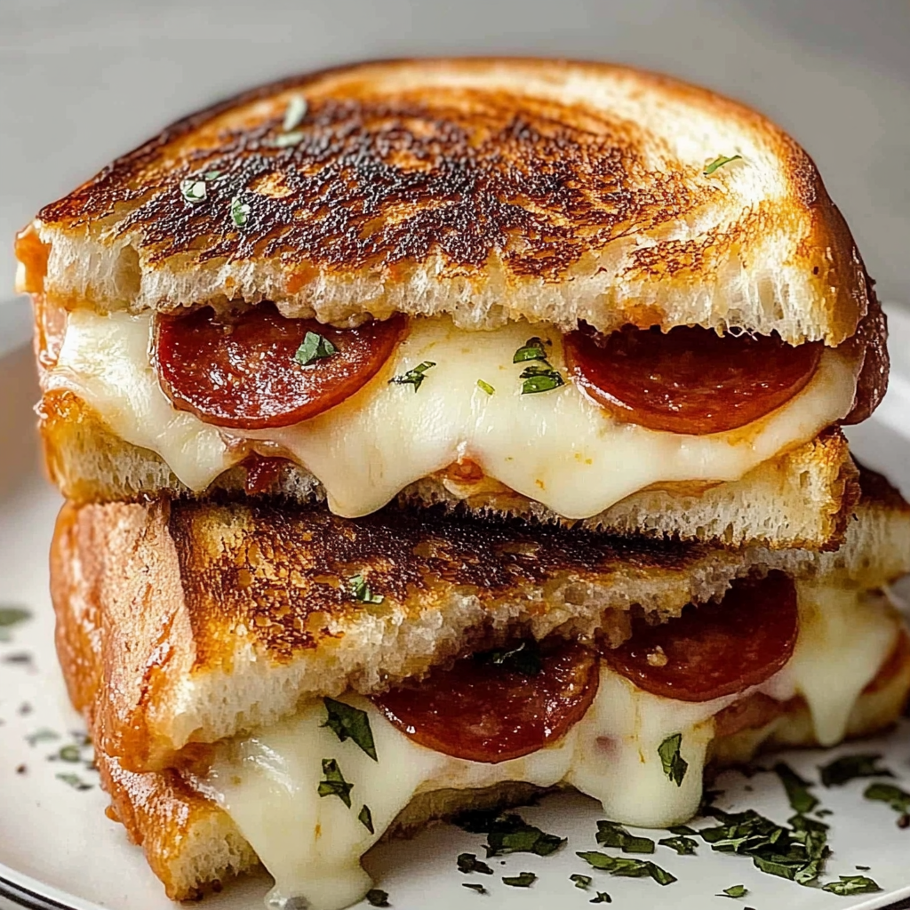Recipe preparation for Pepperoni Grilled Cheese