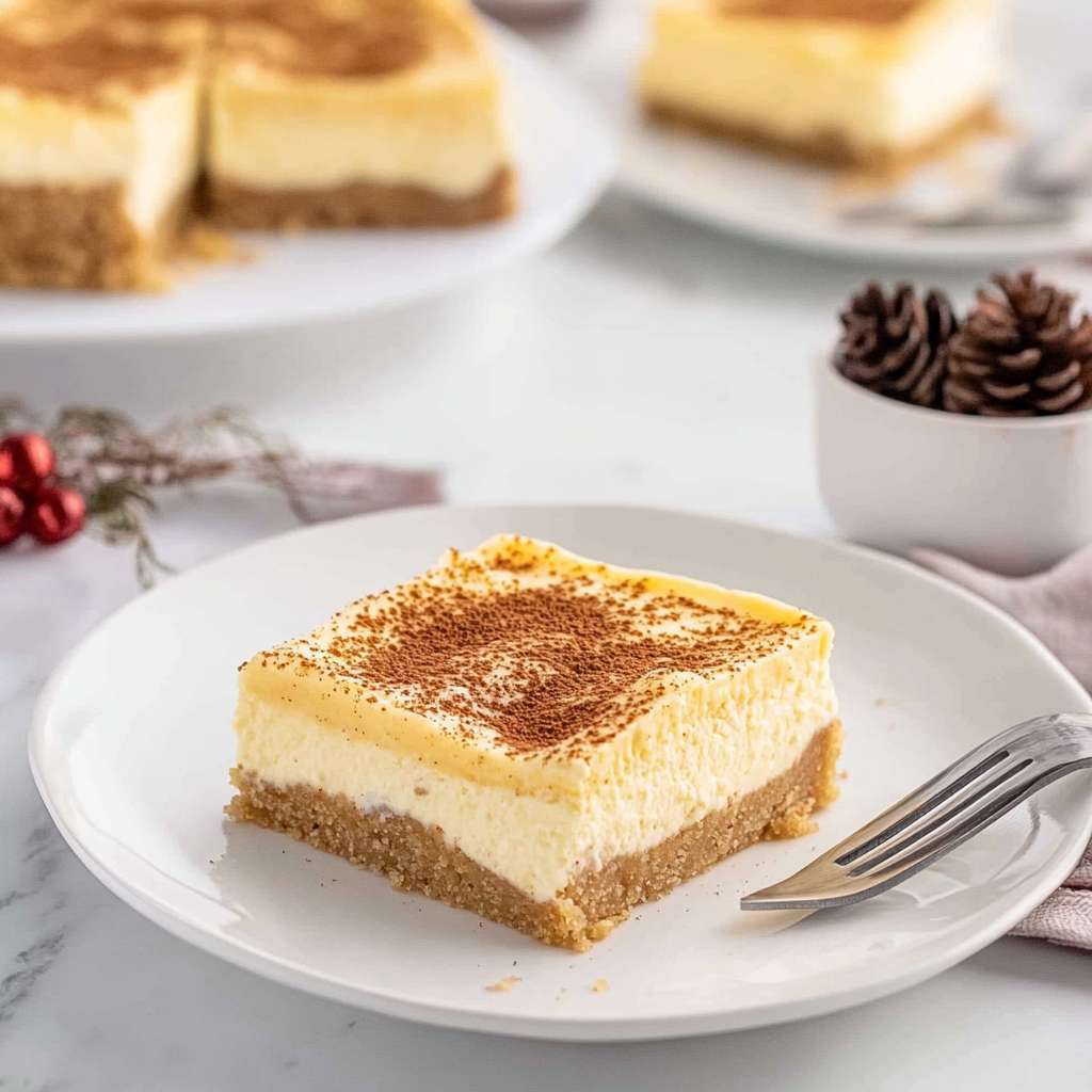 Recipe preparation for Eggnog Cheesecake Bars