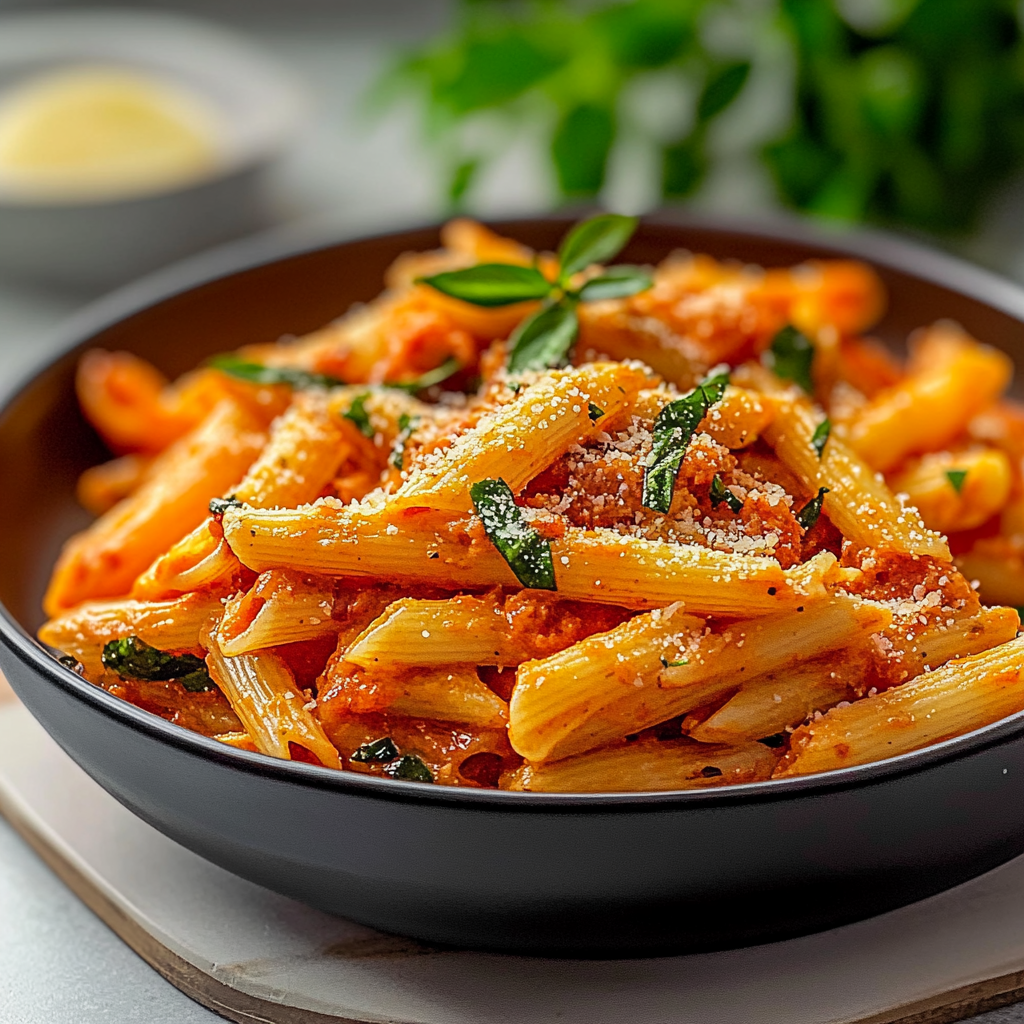 Recipe preparation for roasted red pepper pasta