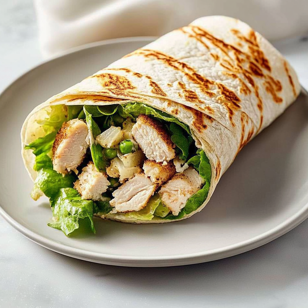 Recipe preparation for chicken caesar wrap