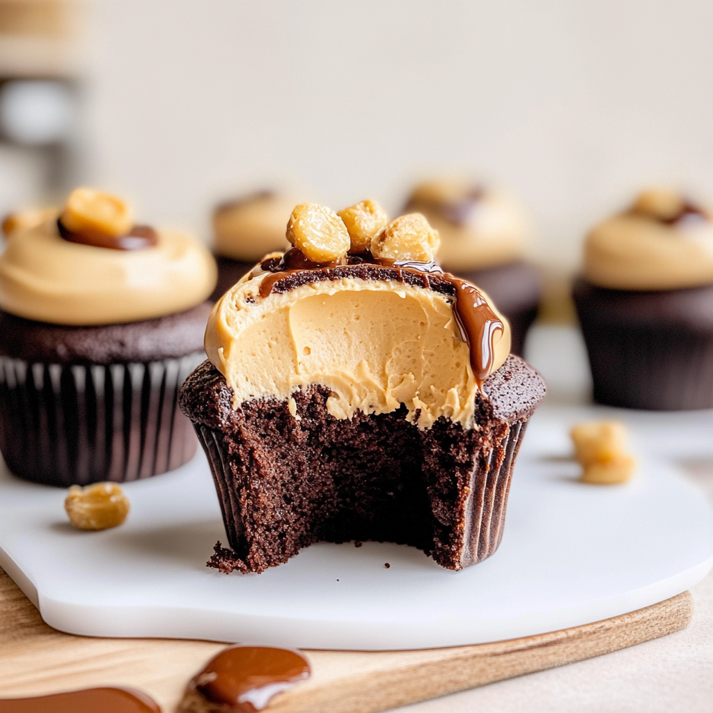 Recipe preparation for chocolate peanut butter cupcakes