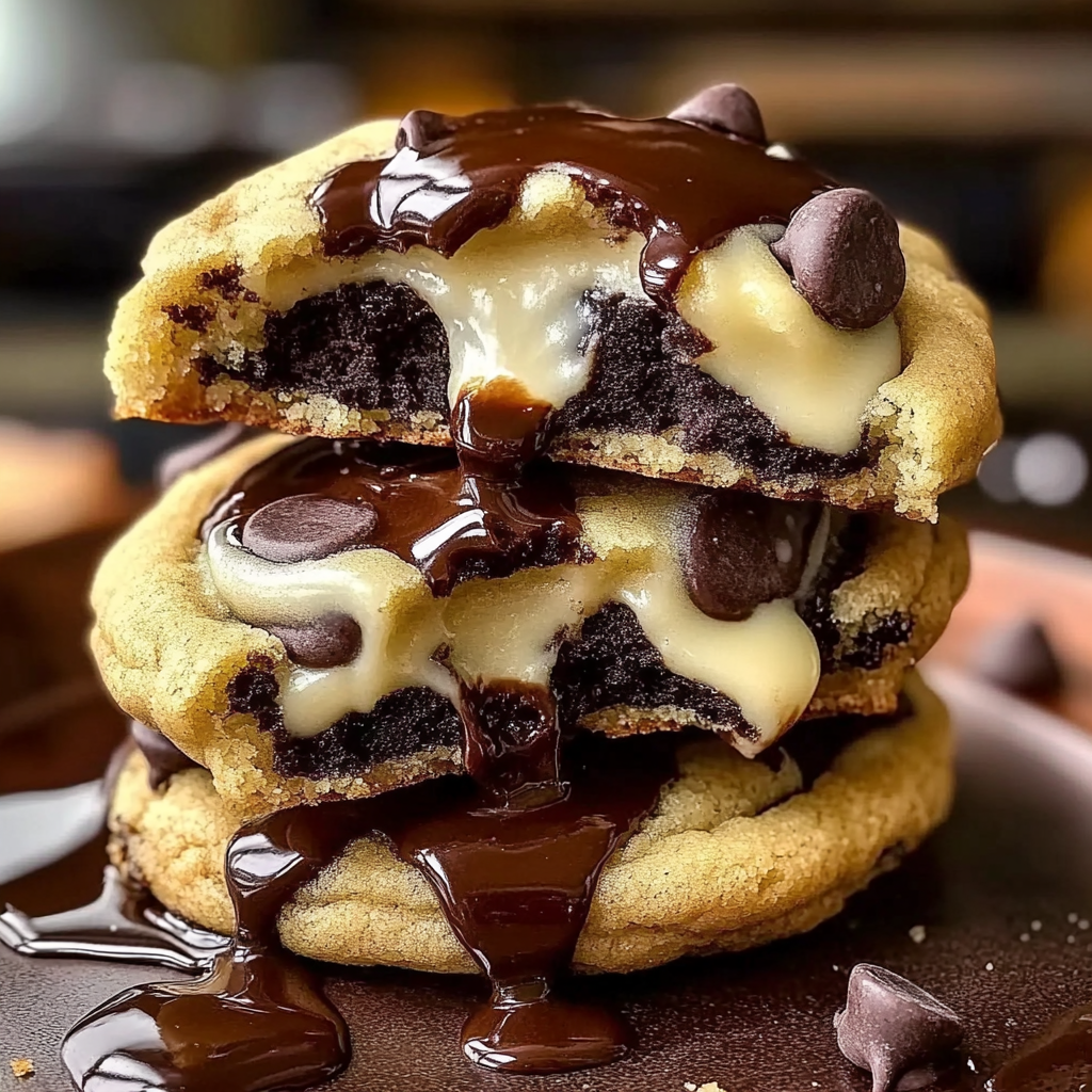 Recipe preparation for Cheesecake Stuffed Chocolate Chip Cookies