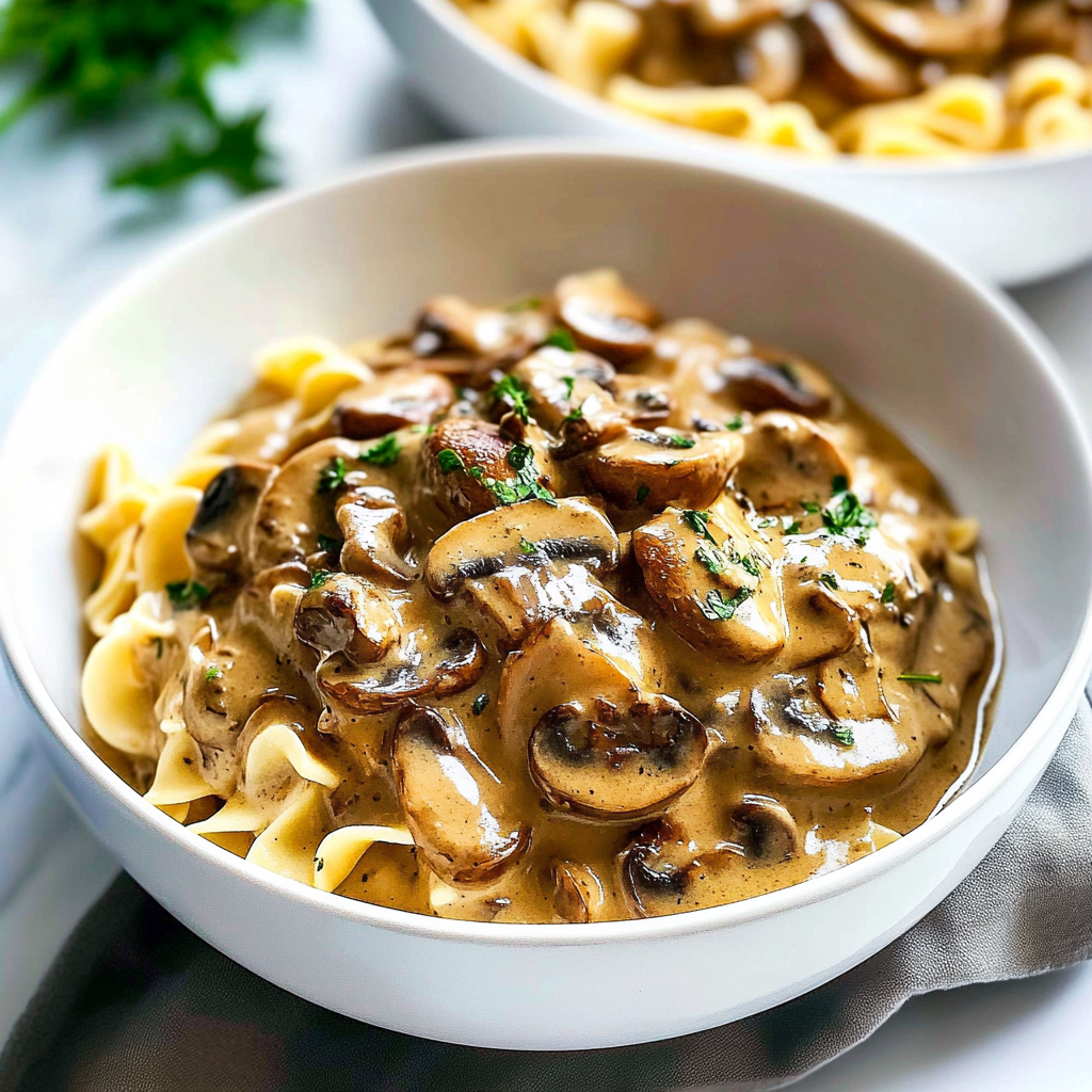 Recipe preparation for mushroom stroganoff