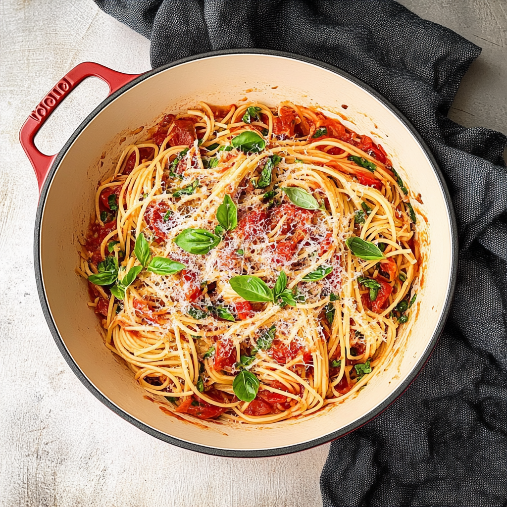 Recipe preparation for tomato basil pasta