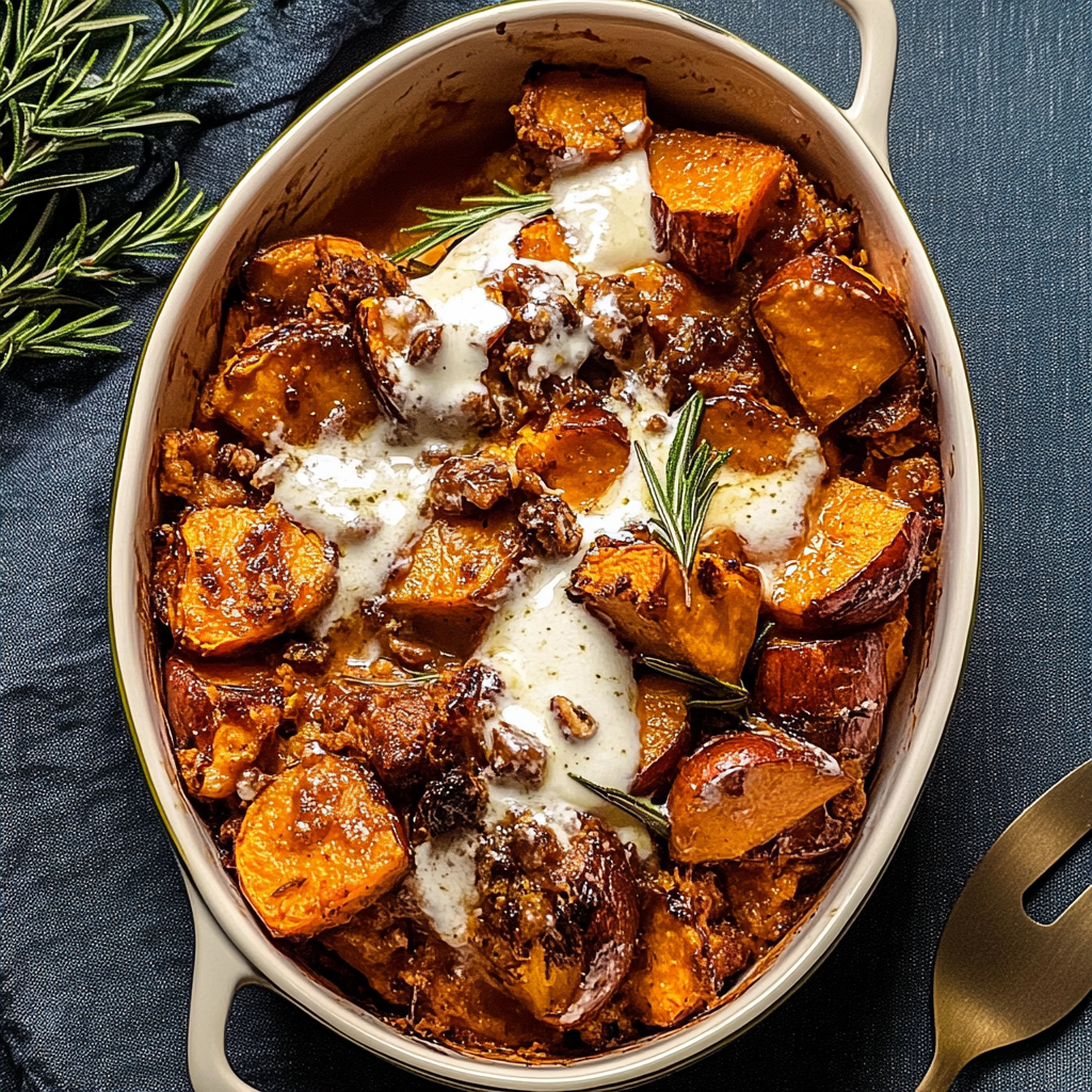Recipe preparation for Southern Maple Sweet Potato Casserole