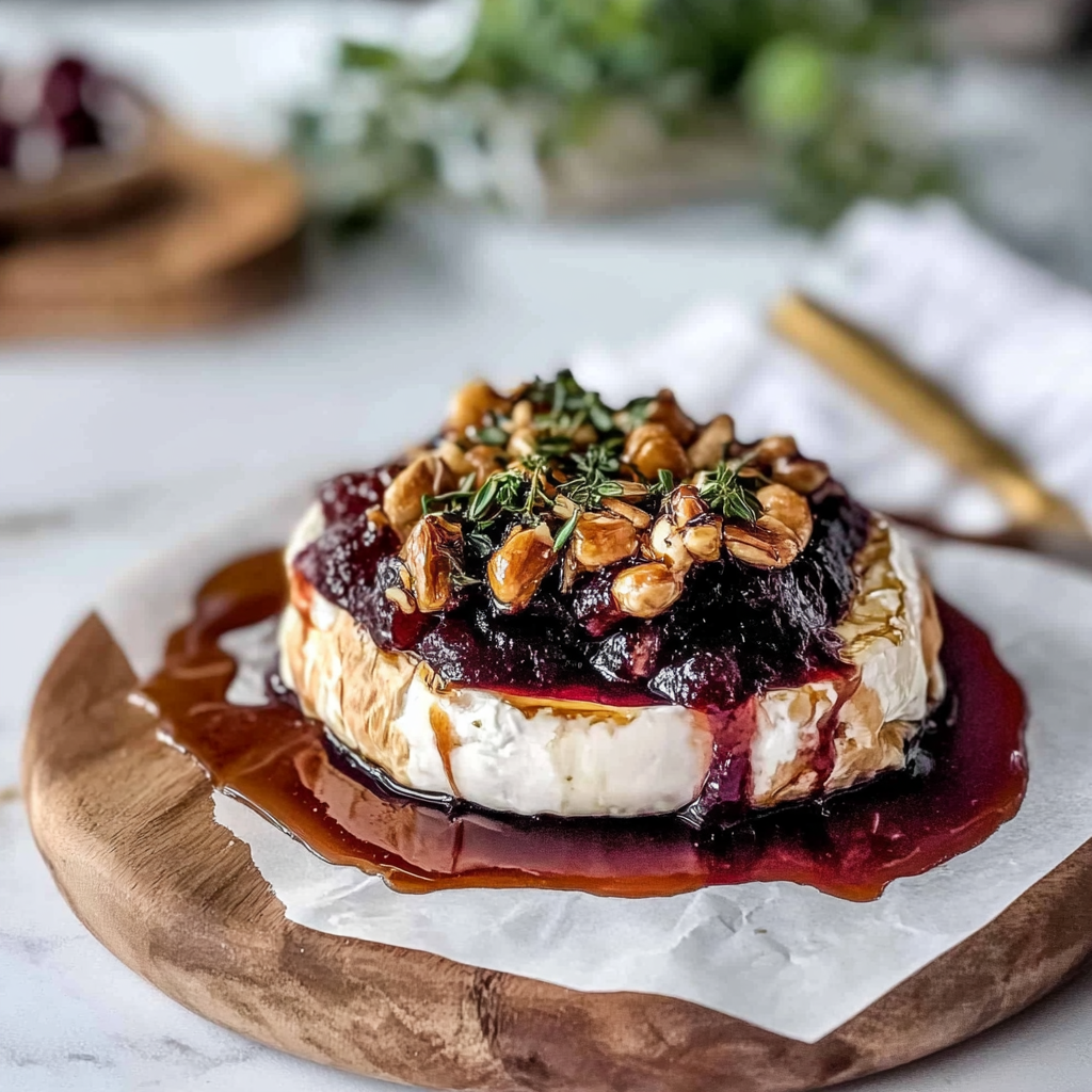 Recipe preparation for baked brie with jam