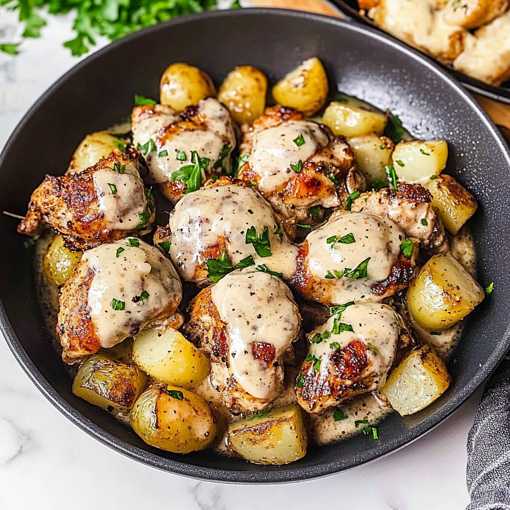 Recipe preparation for garlic parmesan chicken and potatoes
