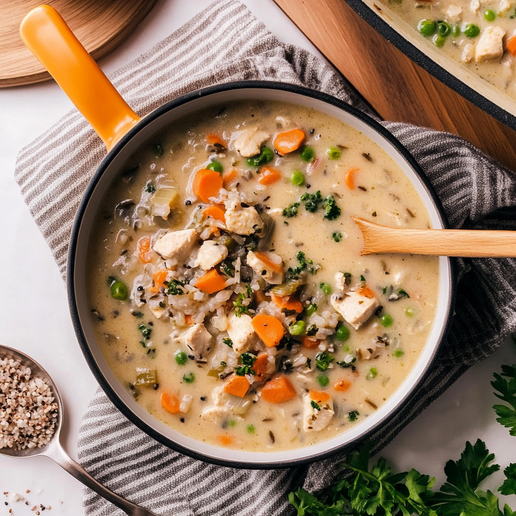 Recipe preparation for chicken and wild rice soup