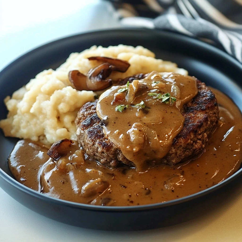 Recipe preparation for hamburger steak with brown gravy