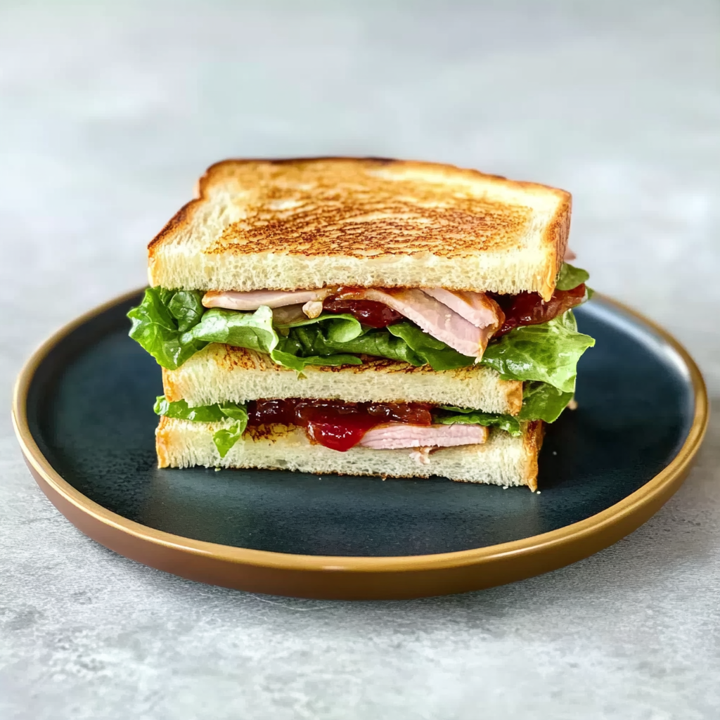 Recipe preparation for turkey club sandwich