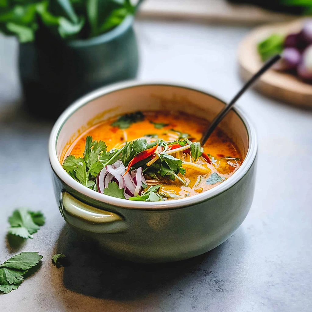 Recipe preparation for coconut curry soup