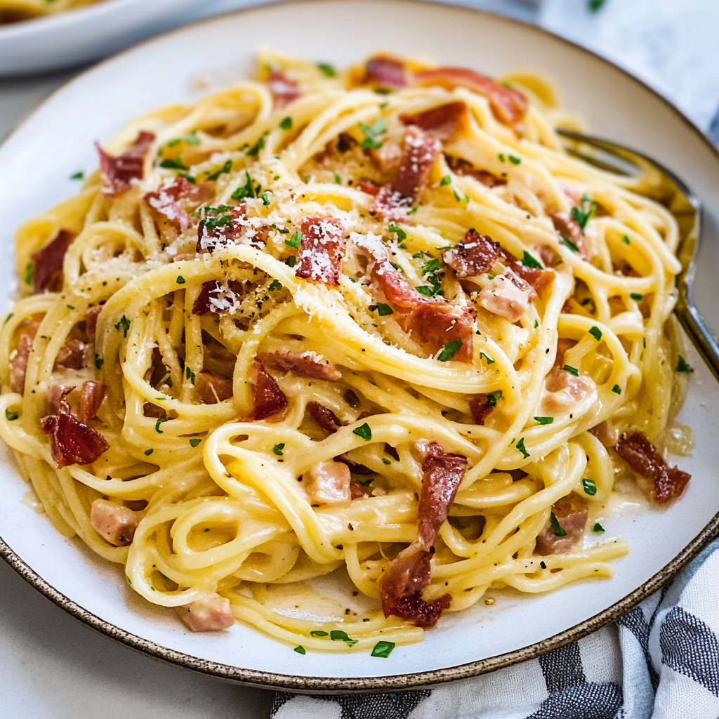 Recipe preparation for carbonara pasta