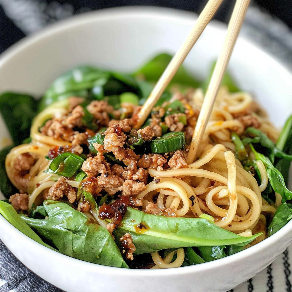 Recipe preparation for Dan Dan Noodle Salad