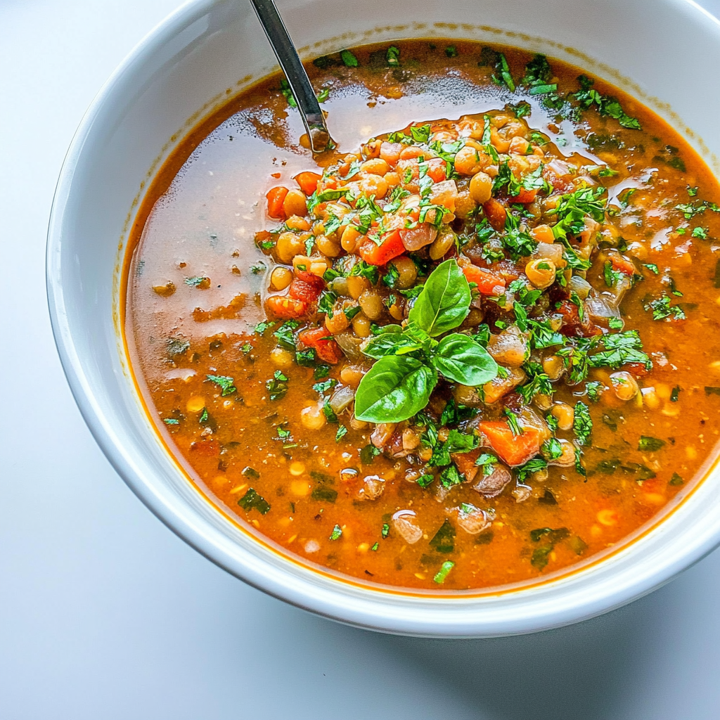 Recipe preparation for lentil soup