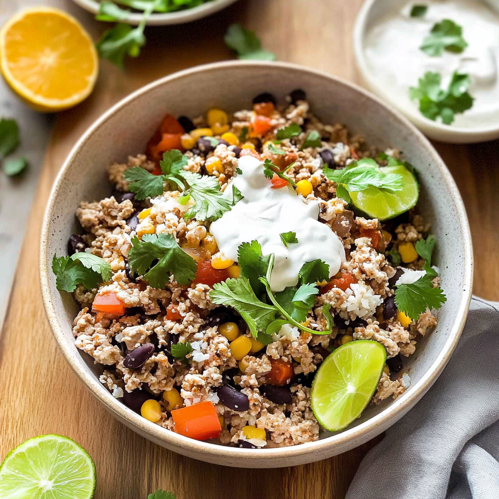 Recipe preparation for turkey taco bowl