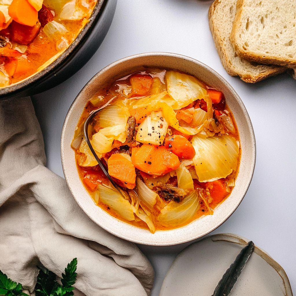 Recipe preparation for cabbage soup