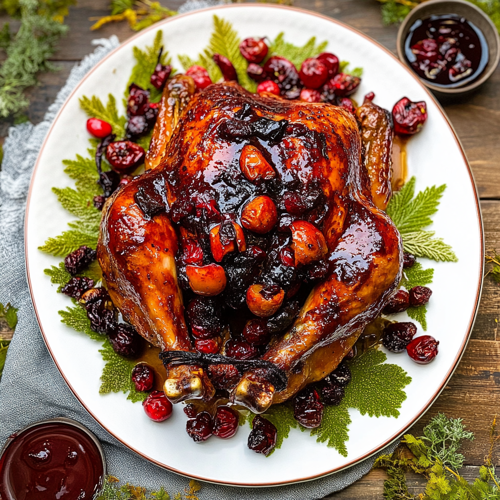 Recipe preparation for Cranberry Maple Roast Chicken