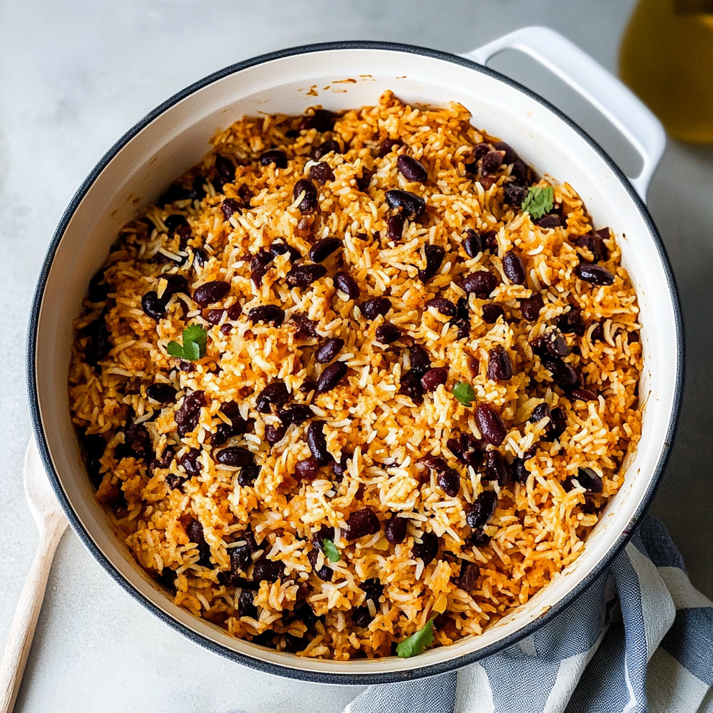 Recipe preparation for black beans and rice recipe