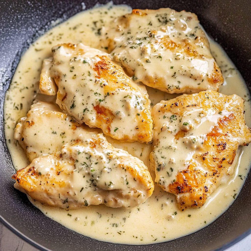 Recipe preparation for Creamy Garlic Chicken