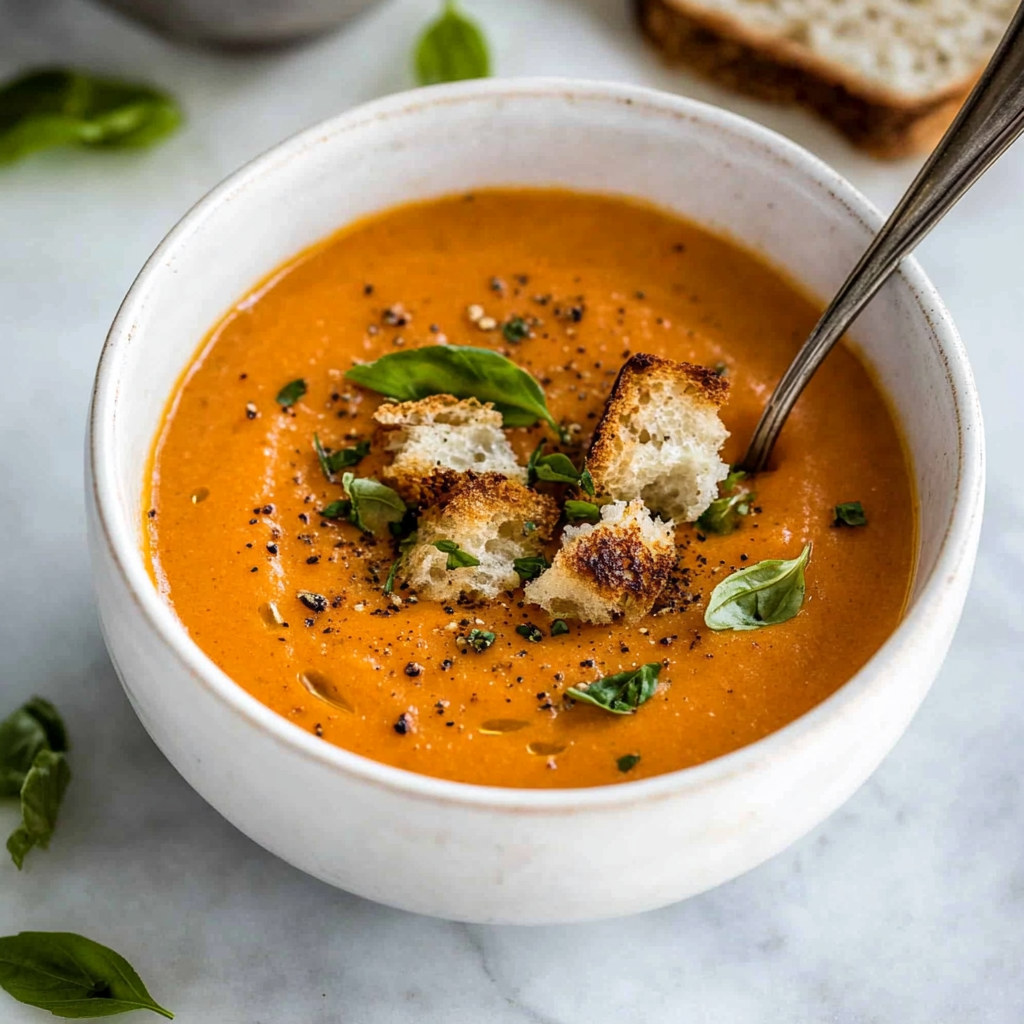 Recipe preparation for creamy tomato basil soup