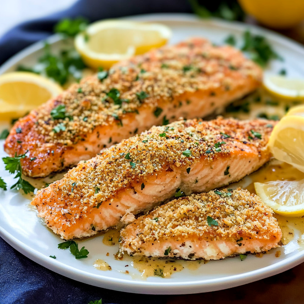 Recipe preparation for Baked Parmesan Crusted Salmon