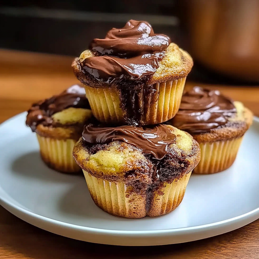 Recipe preparation for Nutella Banana Swirl Muffins
