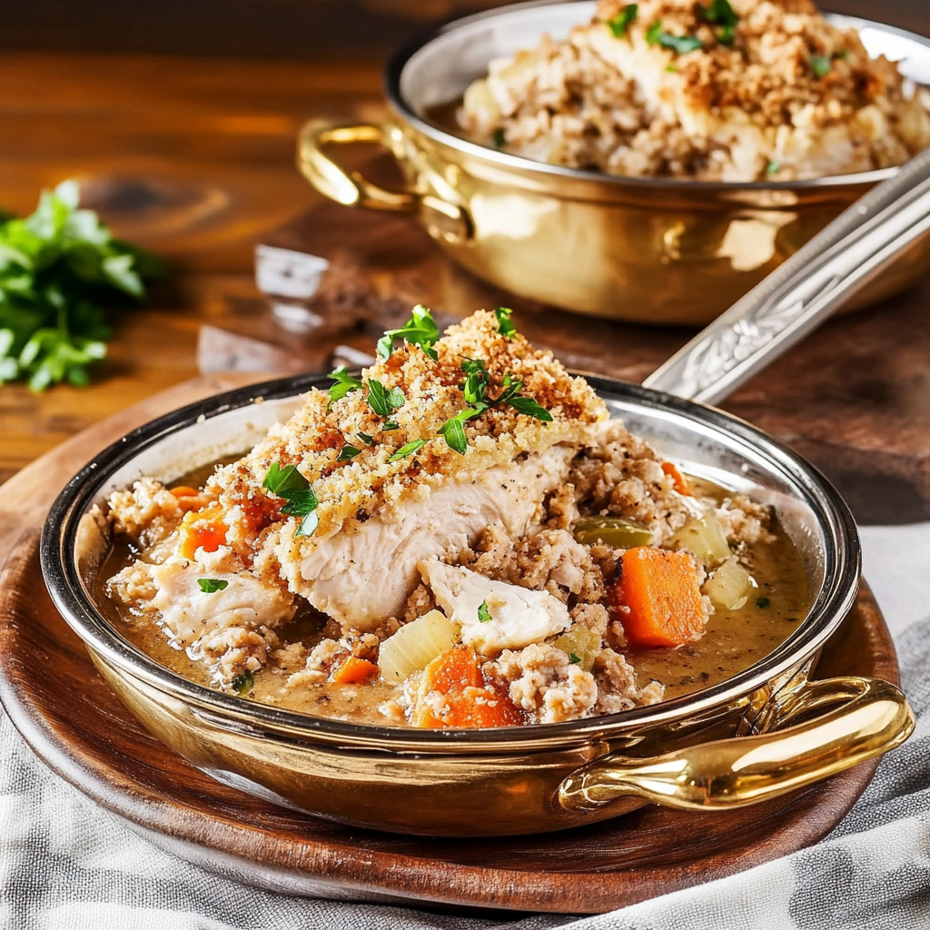 Recipe preparation for Crockpot Chicken and Stuffing Bake Recipe