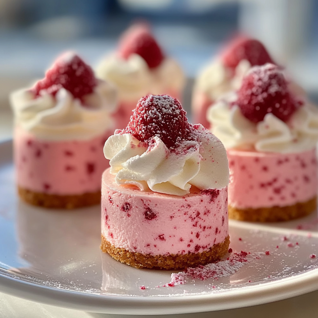 Recipe preparation for No Bake Pink Velvet Cheesecake Bites