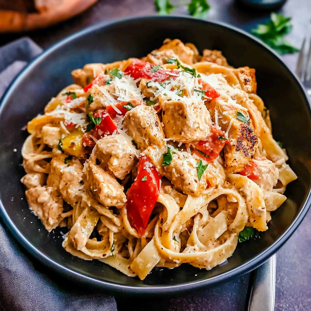 Recipe preparation for Creamy Cajun Chicken Pasta