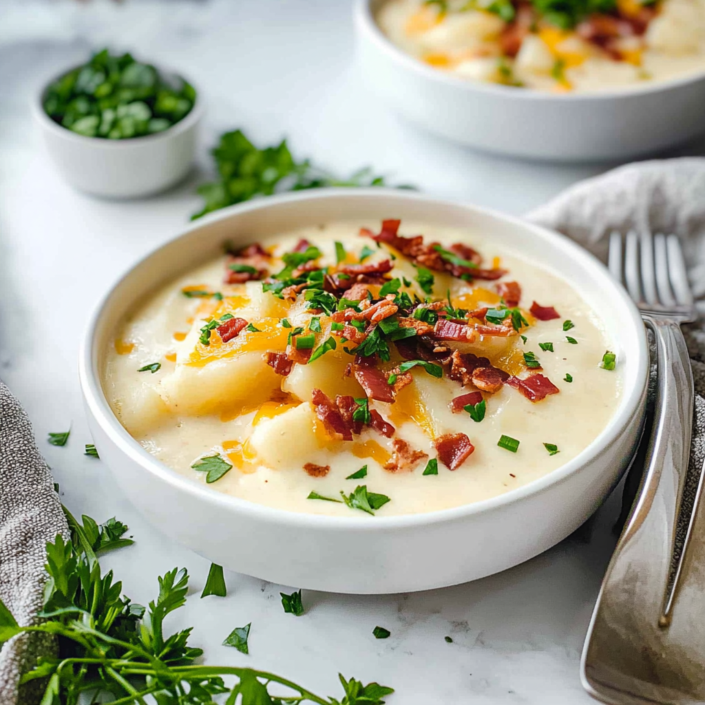 Recipe preparation for Loaded Baked Potato Soup
