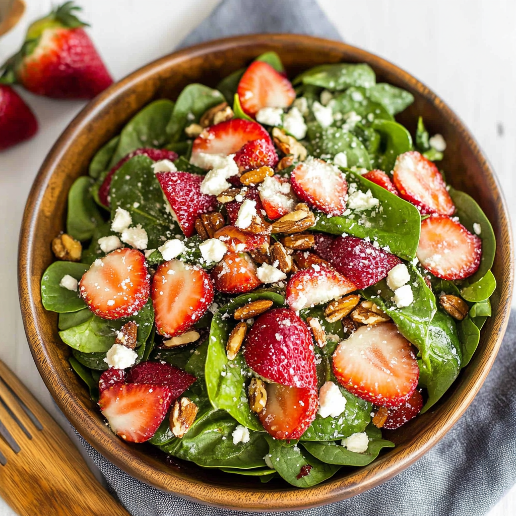 Recipe preparation for Strawberry Spinach Salad with Poppy Seed Dressing