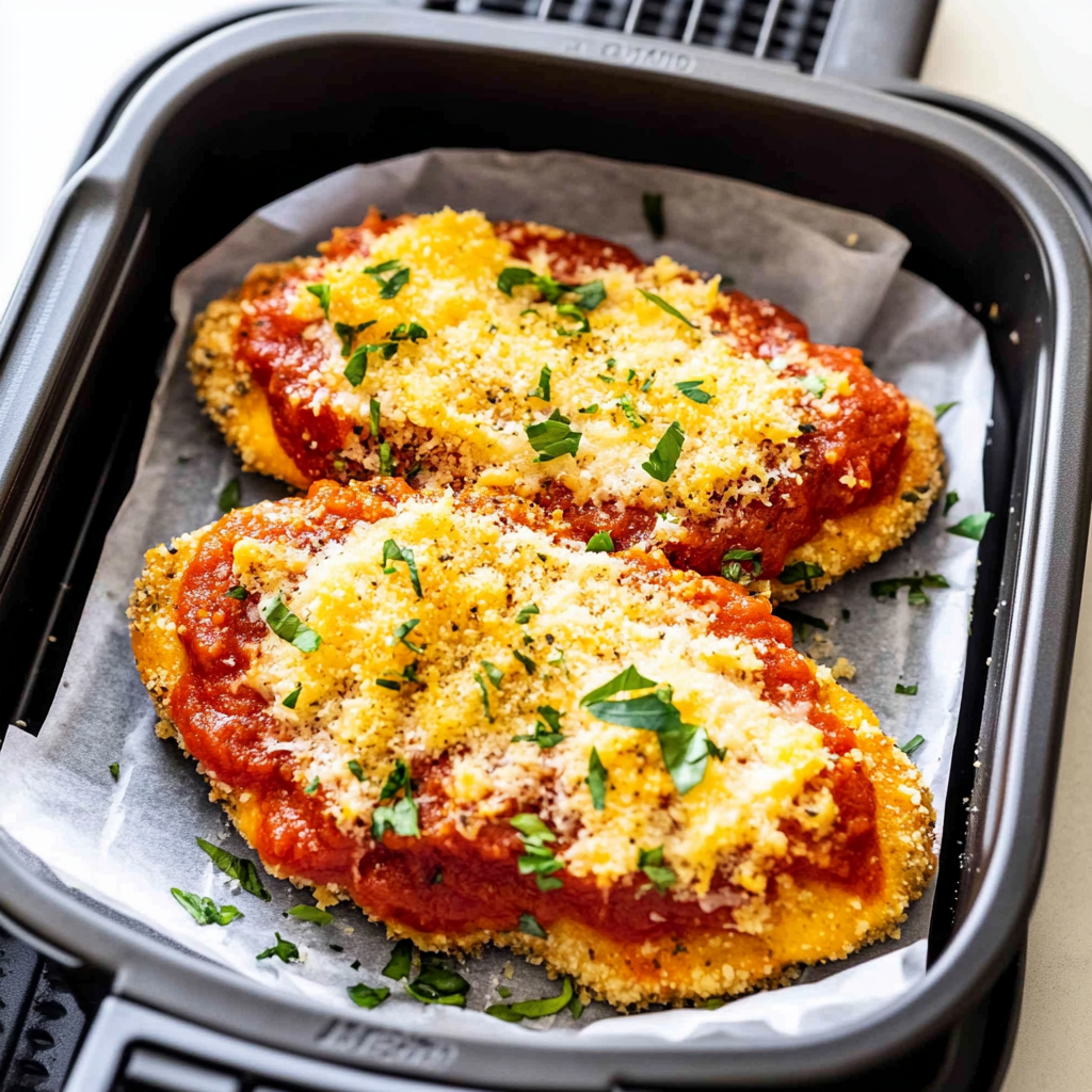 Recipe preparation for Air Fryer Chicken Parmesan