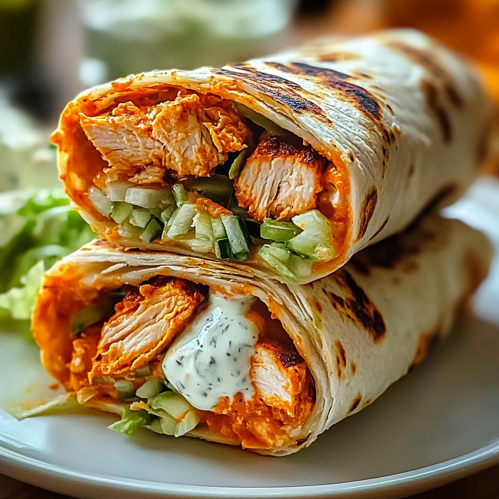 Recipe preparation for Buffalo Chicken Wraps